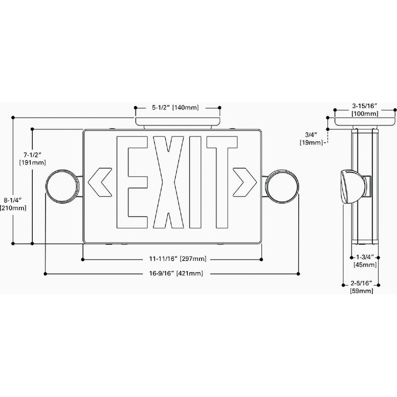 Sure-Lites LED Red Lettering Polycarbonate LED Emergency Light & Exit Sign