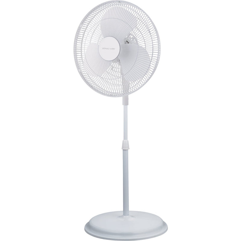 Denali Aire 16 In. 3-Speed White Oscillating Pedestal Fan