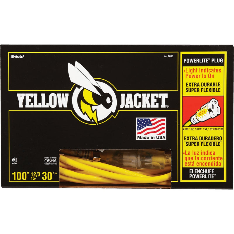 Yellow Jacket 100 Ft. 12/3 Heavy-Duty Extension Cord w/Lighted End