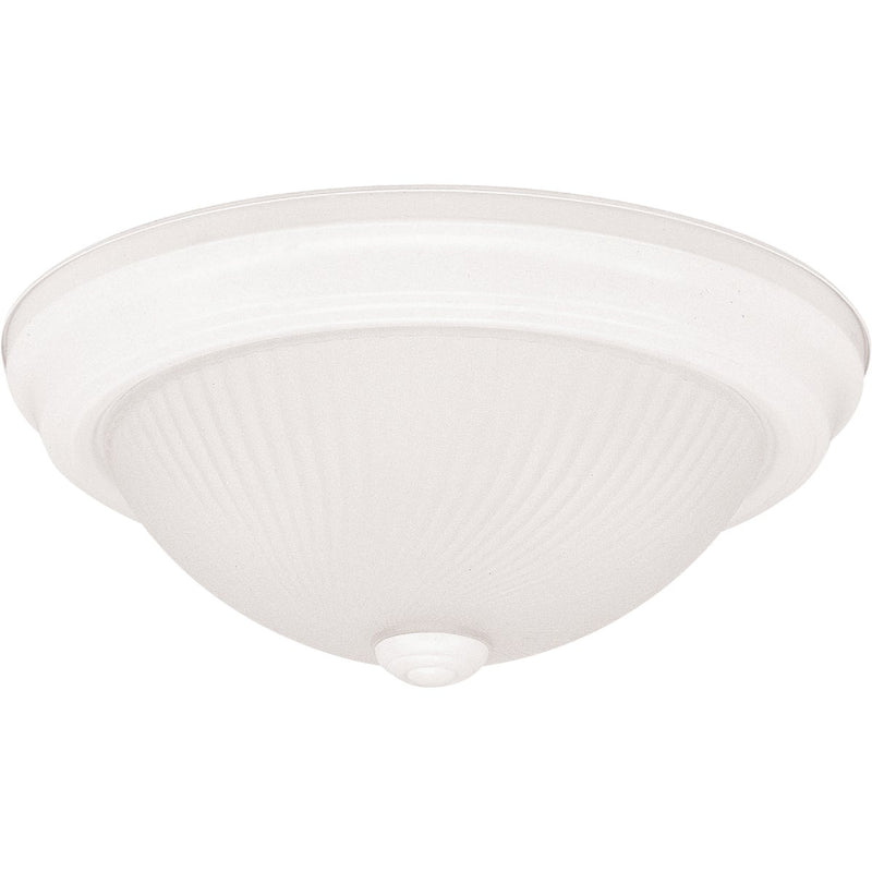 Home Impressions 13 In. White Incandescent Flush Mount Ceiling Light Fixture with Frosted Swirl Glass