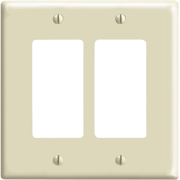 Leviton Mid-Way 2-Gang Smooth Plastic Rocker Decorator Wall Plate, Ivory