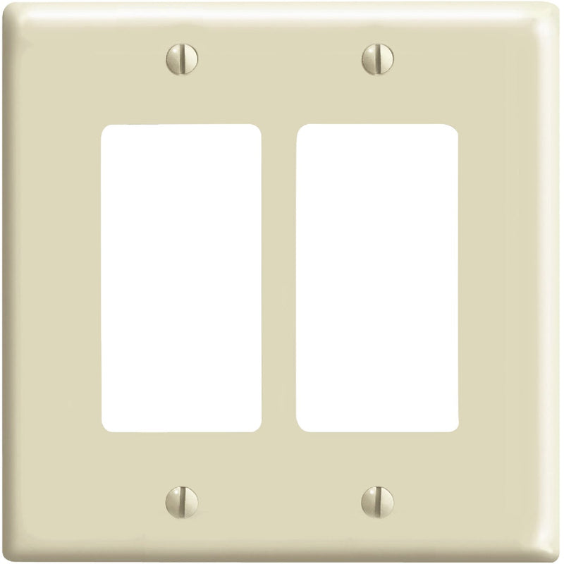 Leviton Mid-Way 2-Gang Smooth Plastic Rocker Decorator Wall Plate, Ivory