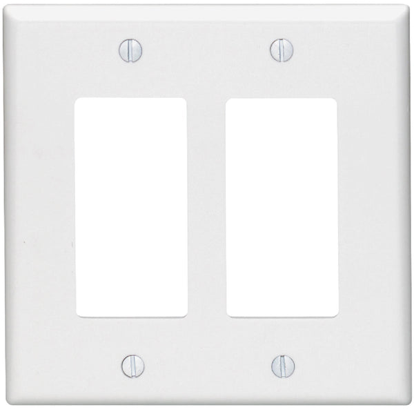 Leviton Mid-Way 2-Gang Smooth Plastic Rocker Decorator Wall Plate, White