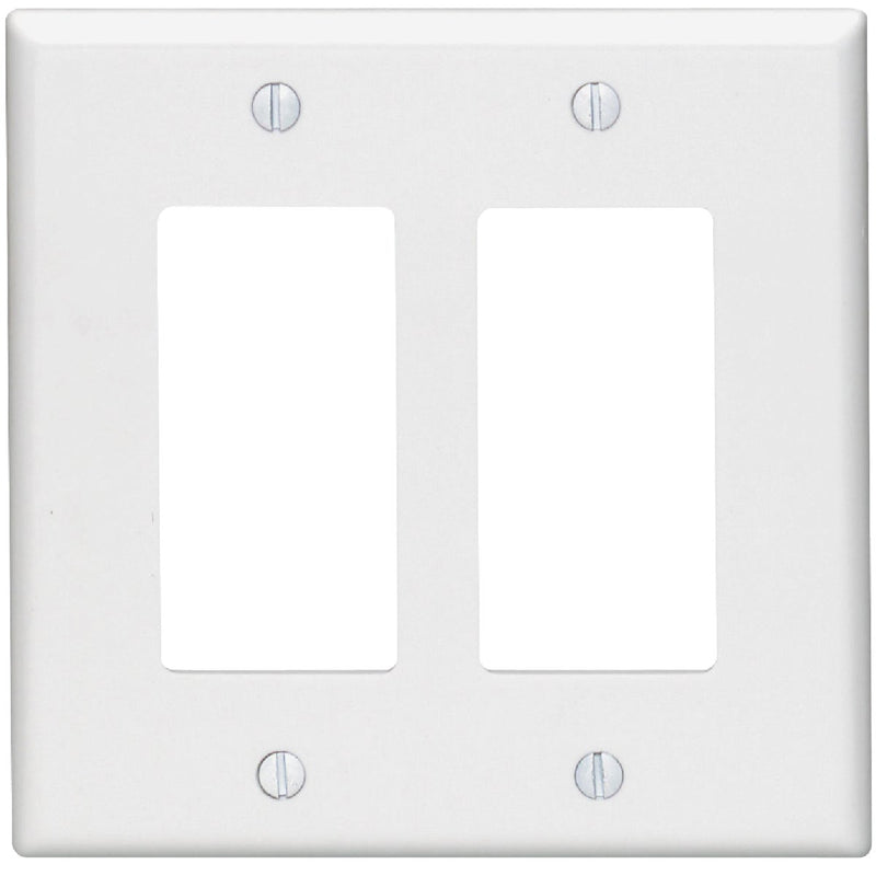 Leviton Mid-Way 2-Gang Smooth Plastic Rocker Decorator Wall Plate, White