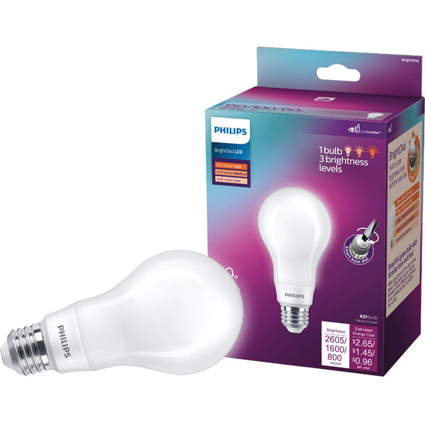 Philips BrightDial 150/100/60W Equivalent Soft White A21 Medium LED Light Bulb