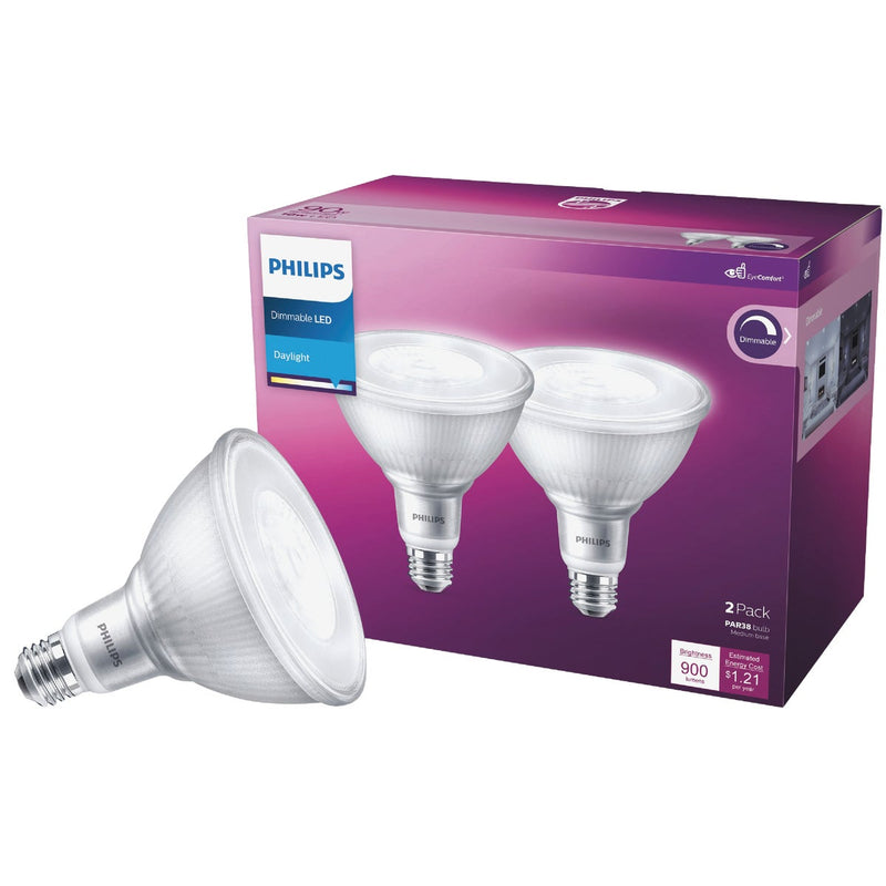 Philips 90W Equivalent Daylight PAR38 Medium Dimmable LED Floodlight Light Bulb (2-Pack)