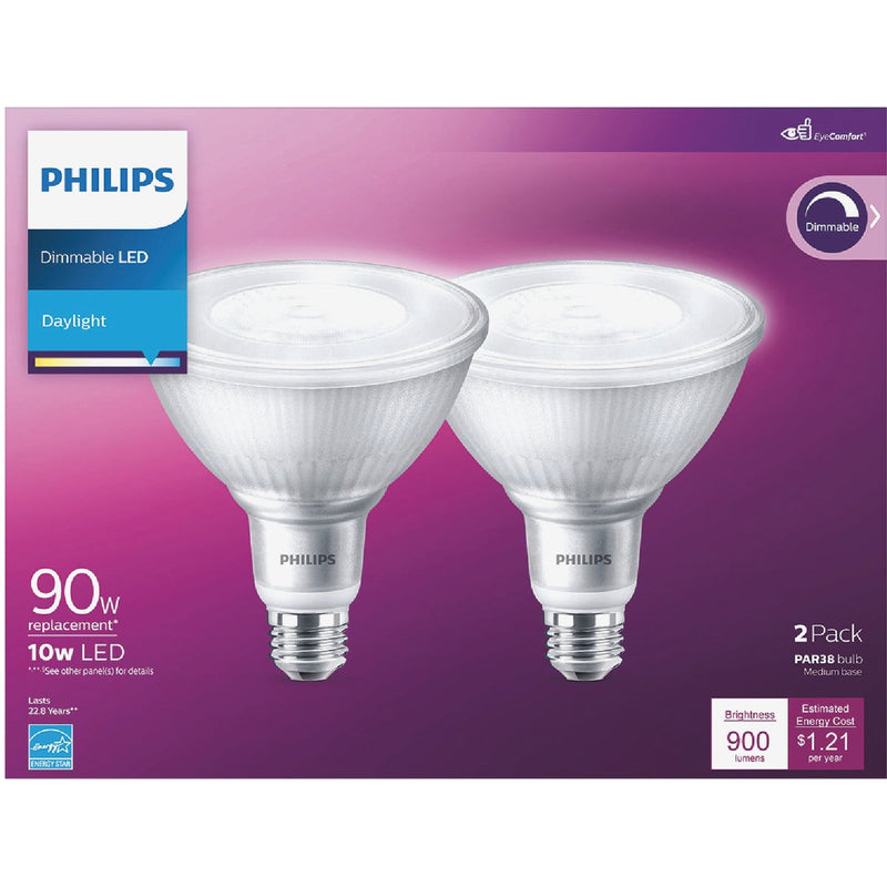 Philips 90W Equivalent Daylight PAR38 Medium Dimmable LED Floodlight Light Bulb (2-Pack)