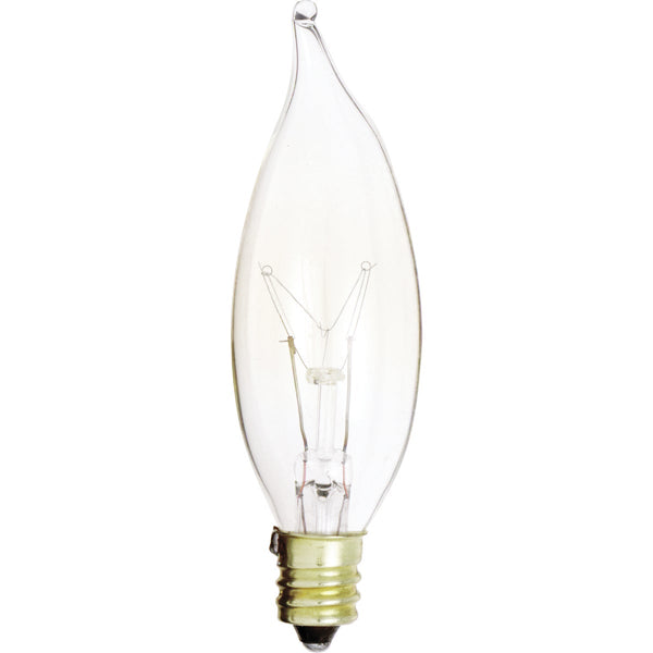 Satco 15W Clear Candelabra CA8 Incandescent Bent Tip Light Bulb (2-Pack)