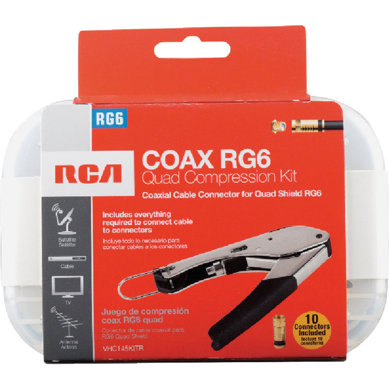 RCA RG6 Quad Compression Coax Connector Kit (11-Piece)