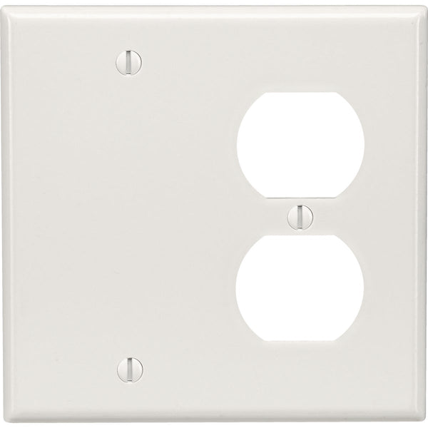 Leviton 2-Gang Thermoset Plastic Blank/Duplex Receptacle Wall Plate, White