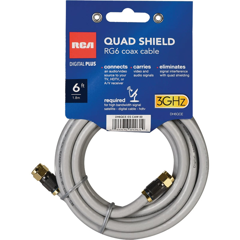 RCA 6 Ft. Gray Digital Plus Quad RG6 Coaxial Cable