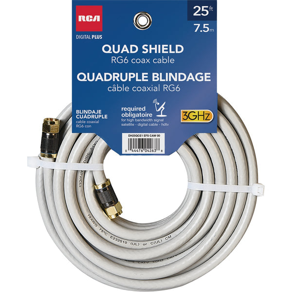 RCA 25 Ft. Gray Quad RG6 Coaxial Cable