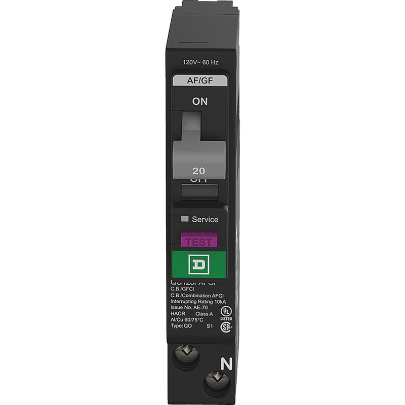 Square D QO 20A Single-Pole Dual Function Circuit Breaker