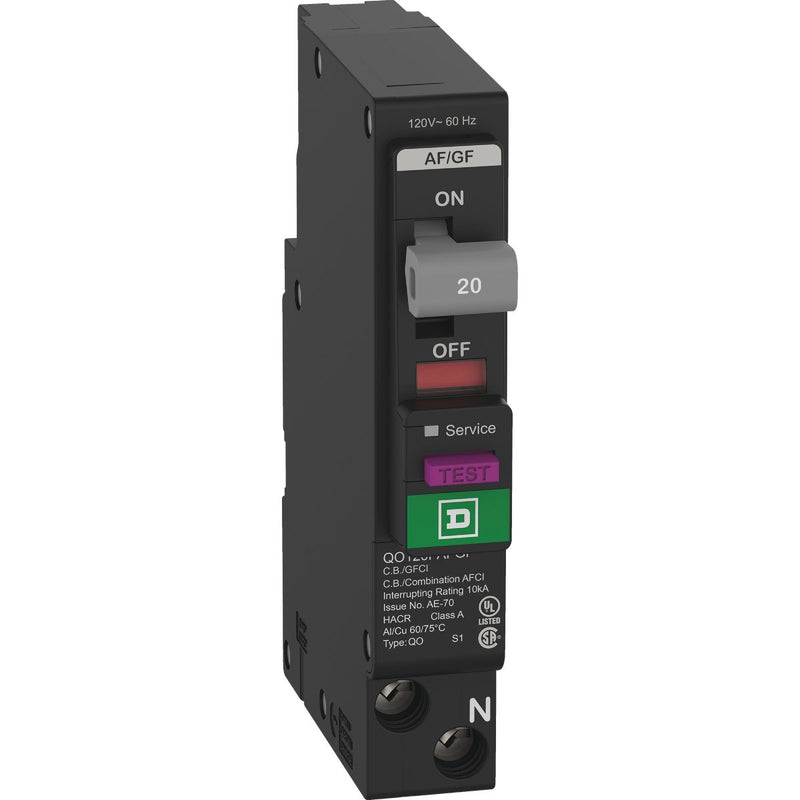 Square D QO 20A Single-Pole Dual Function Circuit Breaker