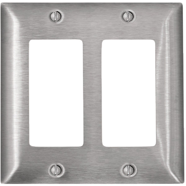 Leviton Decora 2-Gang Stainless Steel Rocker Magnetic C-Series Decorator Wall Plate, Stainless Steel