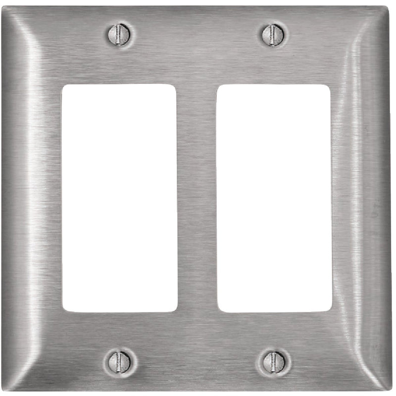 Leviton Decora 2-Gang Stainless Steel Rocker Magnetic C-Series Decorator Wall Plate, Stainless Steel