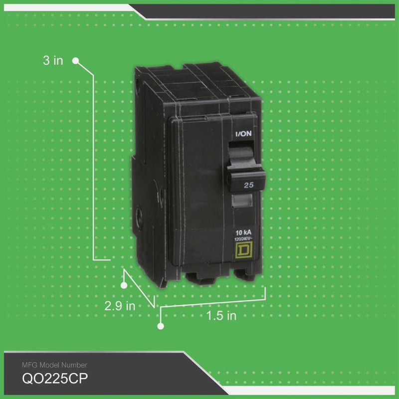 Square D QO 25A Double-Pole Standard Trip Circuit Breaker