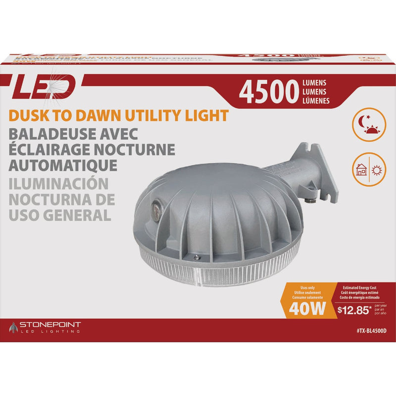 Stonepoint Gray Dusk to Dawn LED Barn Light Fixture, 4500 Lm.