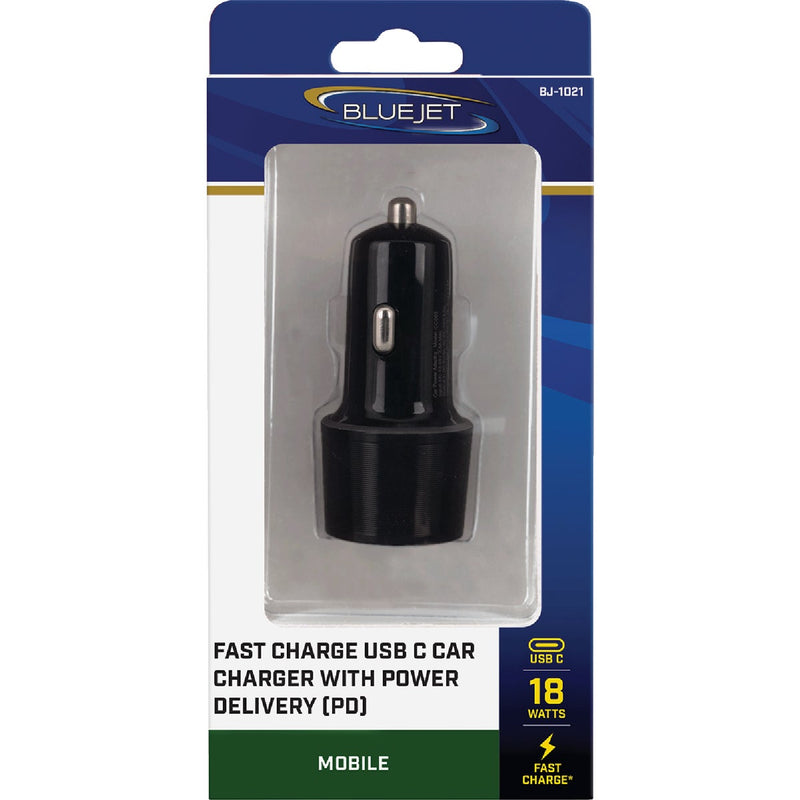 Blue Jet Fast Charge 12V USB-C Car Charger with Power Delivery (PD)