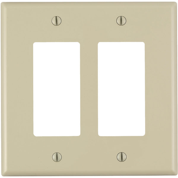 Leviton Decora 2-Gang Thermoplastic Nylon Mid-Way Rocker Wall Plate, Ivory