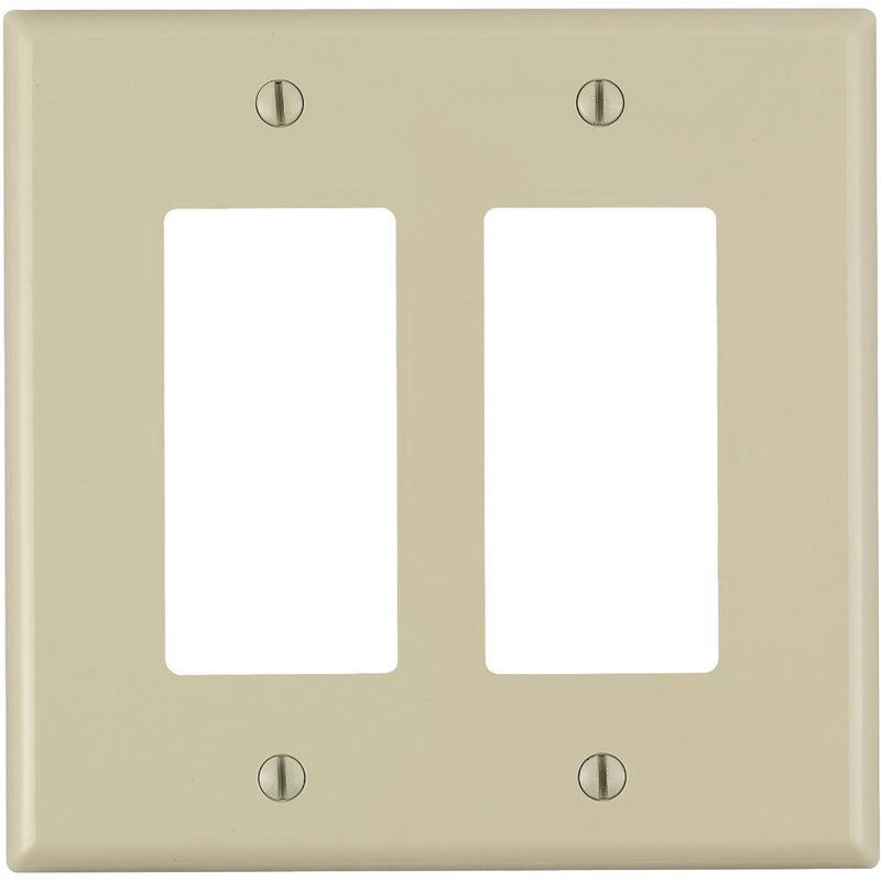 Leviton Decora 2-Gang Thermoplastic Nylon Mid-Way Rocker Wall Plate, Ivory