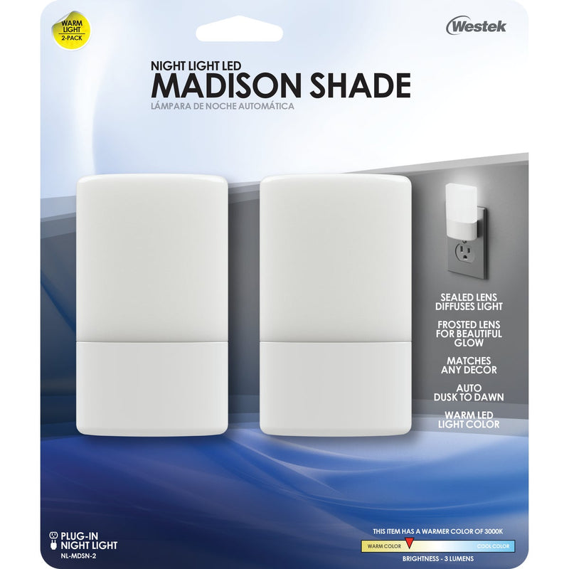 Westek White Dusk To Dawn LED Madison Shade Night Light (2-Pack)