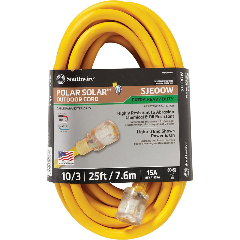 Coleman Cable 25 Ft. 10/3 Cold Weather Extension Cord