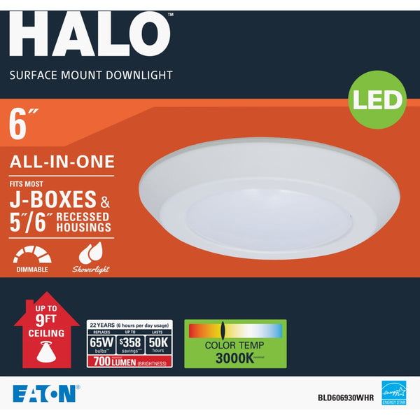 Halo 6 In. Retrofit White Flush Mount Downlight Kit (California Compliant)