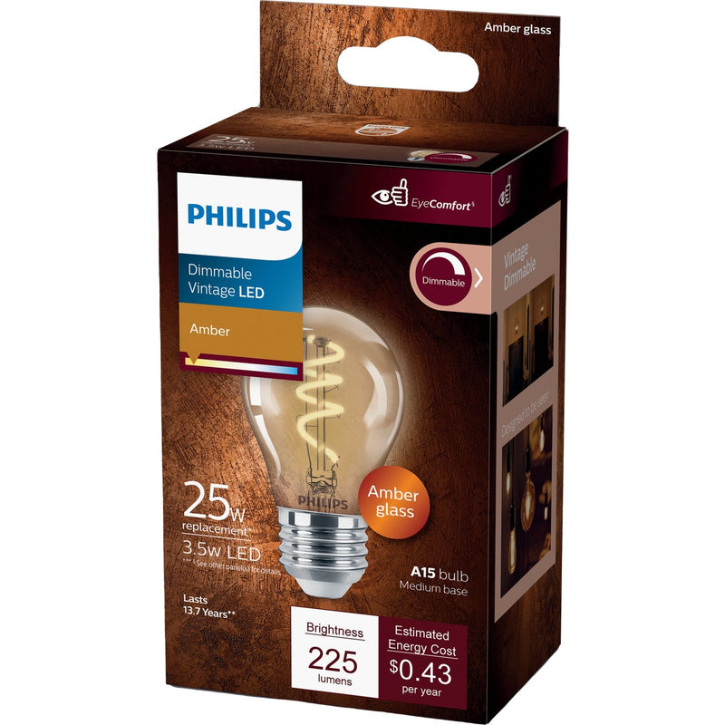 Philips EyeComfort 25W Equivalent Amber A15 Medium Dimmable Vintage LED Light Bulb