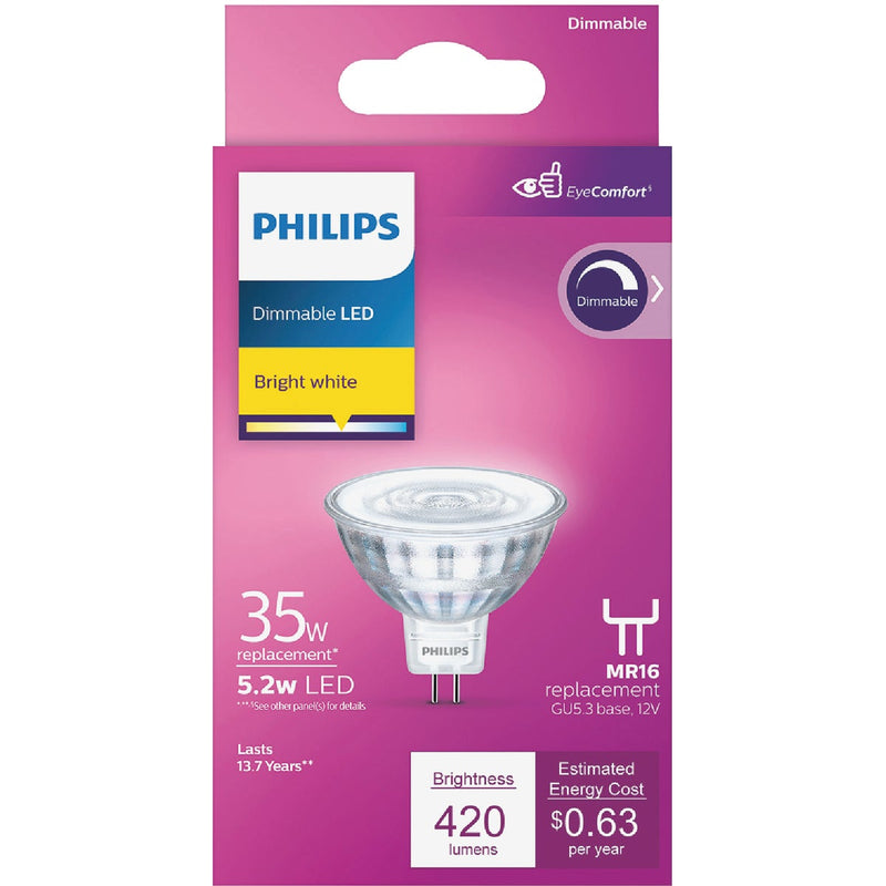 Philips 35W Equivalent Bright White MR16 GU5.3 Base LED Spotlight Light Bulb