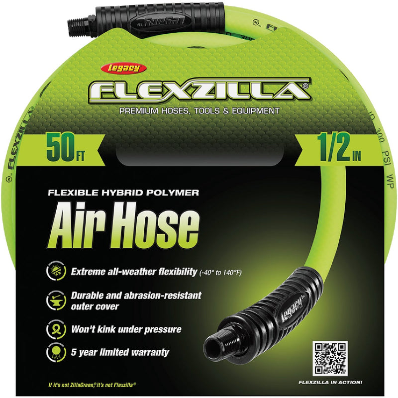 Flexzilla 1/2 In. x 50 Ft. Polymer-Blend Air Hose with 3/8 In. MNPT Fittings