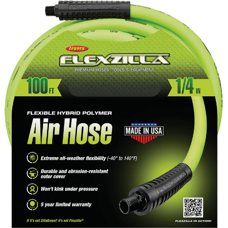 Flexzilla 1/4 In. x 100 Ft. Polymer-Blend Air Hose with 1/4 In. MNPT Fittings