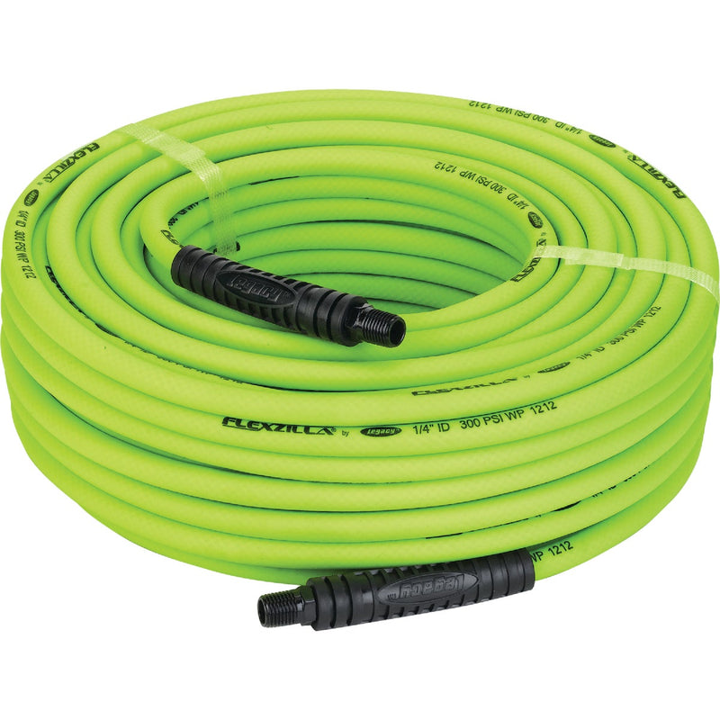 Flexzilla 1/4 In. x 100 Ft. Polymer-Blend Air Hose with 1/4 In. MNPT Fittings