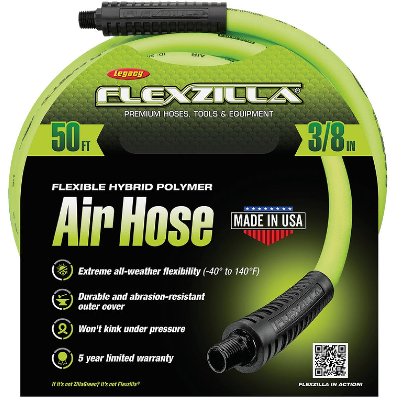 Flexzilla 3/8 In. x 50 Ft. Polymer-Blend Air Hose with 1/4 In. MNPT Fittings