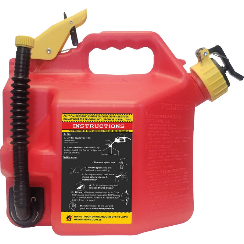 SureCan 2+ Gal. Plastic Gasoline Fuel Can, Red