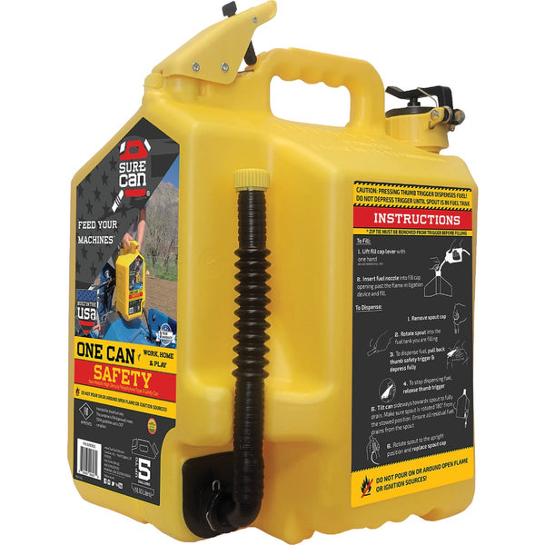 SureCan 5 Gal. Plastic Diesel Safety Fuel Can, Yellow