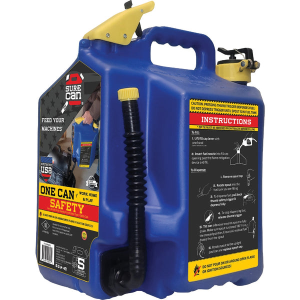 SureCan 5 Gal. Plastic Kerosene Safety Can, Blue