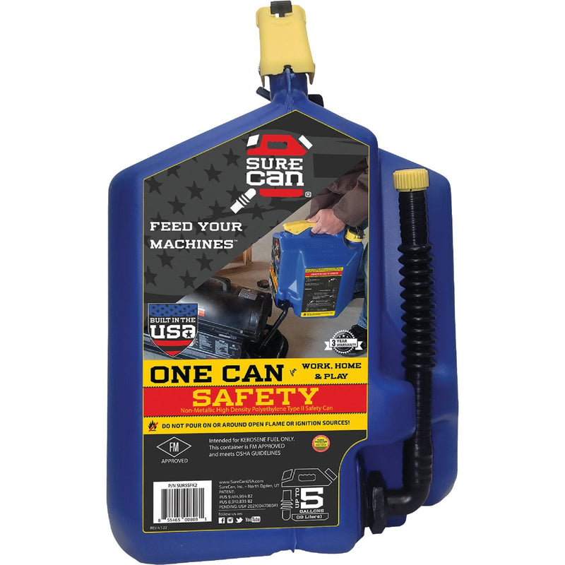 SureCan 5 Gal. Plastic Kerosene Safety Can, Blue