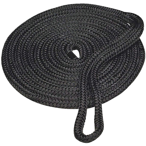 Seachoice 3/8 In. x 15 Ft. Black Double Braid Nylon Dock Line