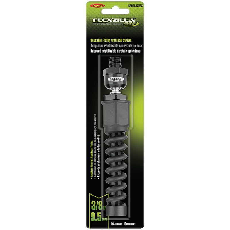 Flexzilla Pro 3/8 In. Barb Reusable Air Hose End with Ball Swivel