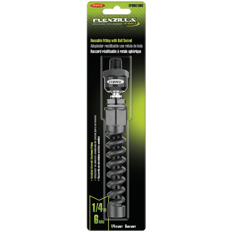 Flexzilla Pro 1/4 In. Barb Reusable Air Hose End with Ball Swivel