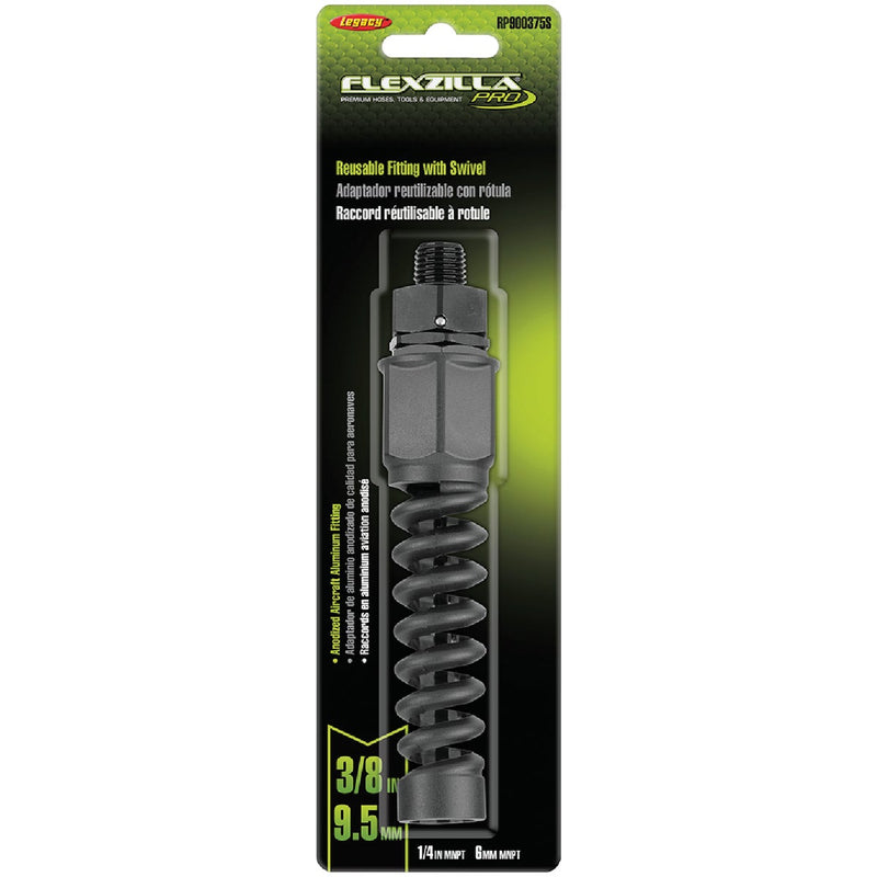 Flexzilla Pro 3/8 In. Barb 1/4 In. MNPT Reusable Air Hose End with Swivel