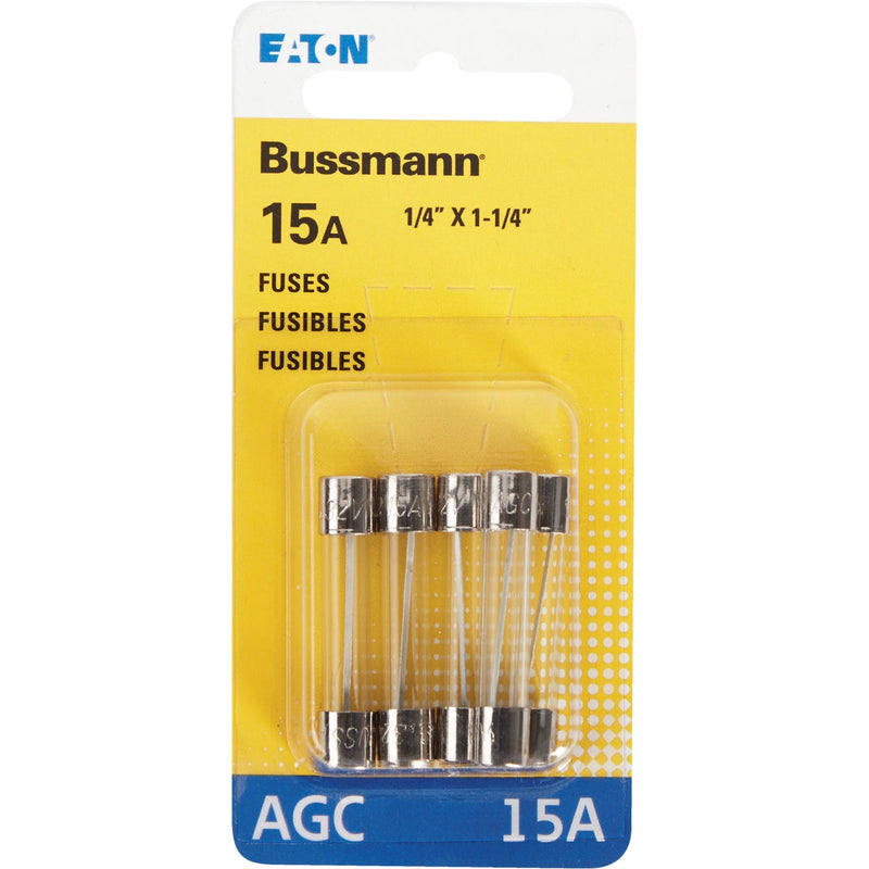 Bussmann 15-Amp 32-Volt AGC Glass Tube Automotive Fuse (5-Pack)