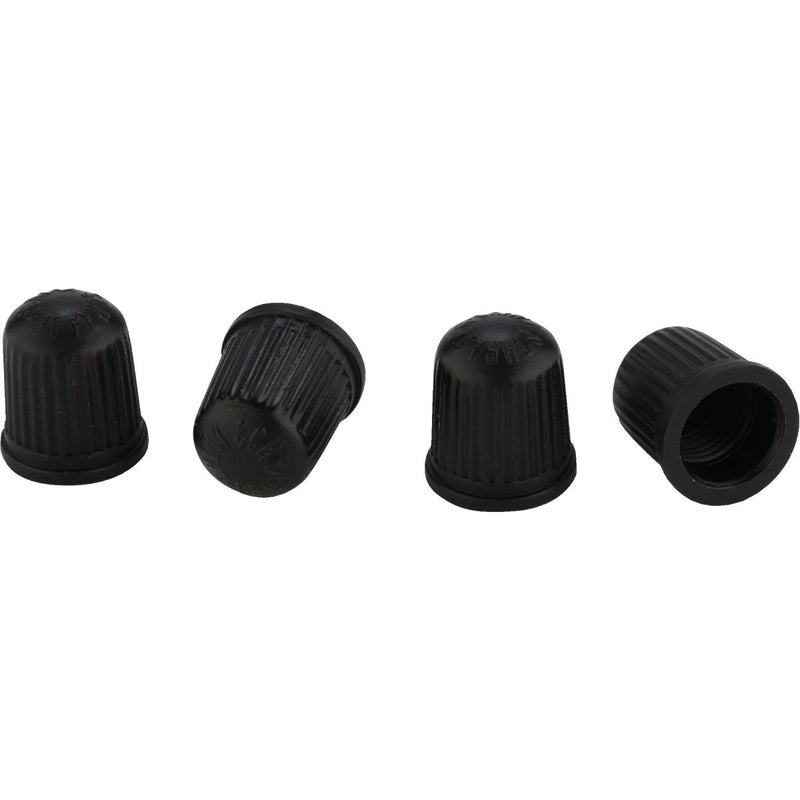 Tru-Flate Plastic Black Tire Valve Cap (4-Pack)