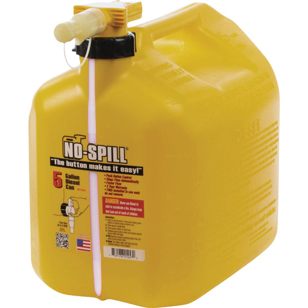 No-Spill ViewStripe 5 Gal. Plastic Diesel Fuel Can, Yellow