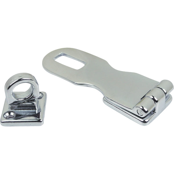 Seachoice 3 In. x 1 In. Chrome-Plated Cast Brass Swivel Eye Hasp