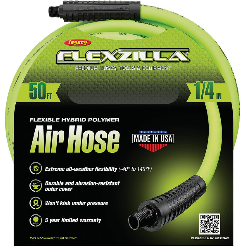 Flexzilla 1/4 In. x 50 Ft. Polymer-Blend Air Hose with 1/4 In. MNPT Fittings