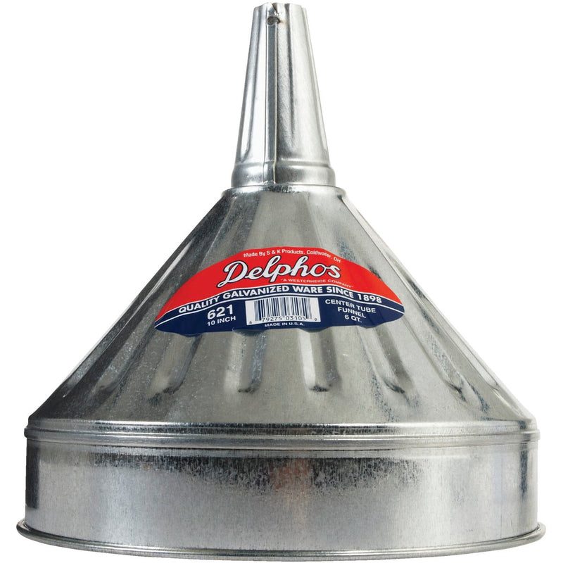 Delphos Heavy-Duty 6 Qt. Galvanized Steel Funnel with Center Spout