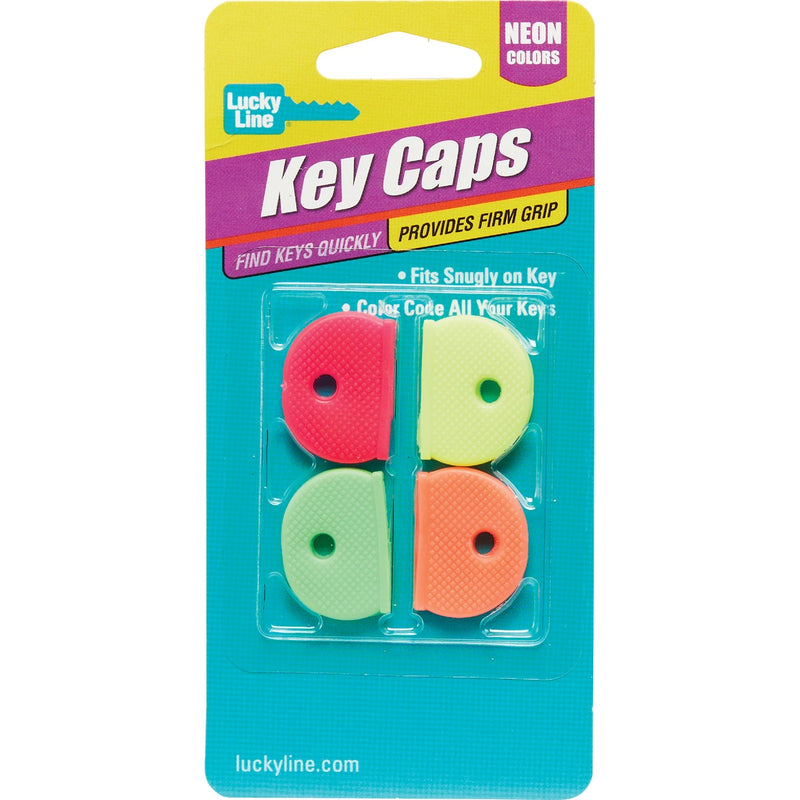 Lucky Line Vinyl Key Identifier Cap, Assorted Neon Colors (4-Pack)