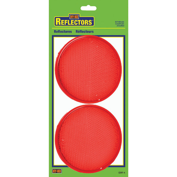 Hy-Ko 3-1/4 In. Dia. Round Red Press-On Reflector (2-Pack)